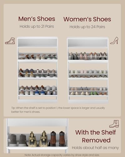 VASAGLE Shoe Cabinet with 3 Flip Drawers, Holds up to 24 Pairs of Shoes