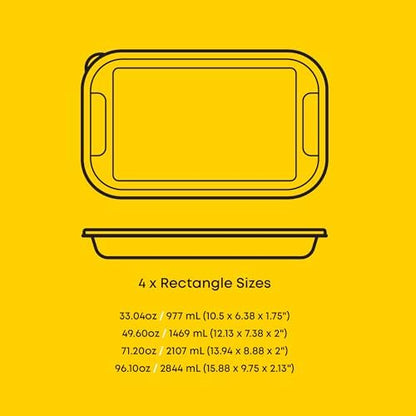 JoyJolt 8-Piece Borosilicate Glass Oven Dishes with Powder Blue Lids, Rectangle Deep Glass Baking Dish Set, Baking Pans for Lasagna Casserole Cake, Bakeware Set, Freezer to Oven Tray to Dishwasher
