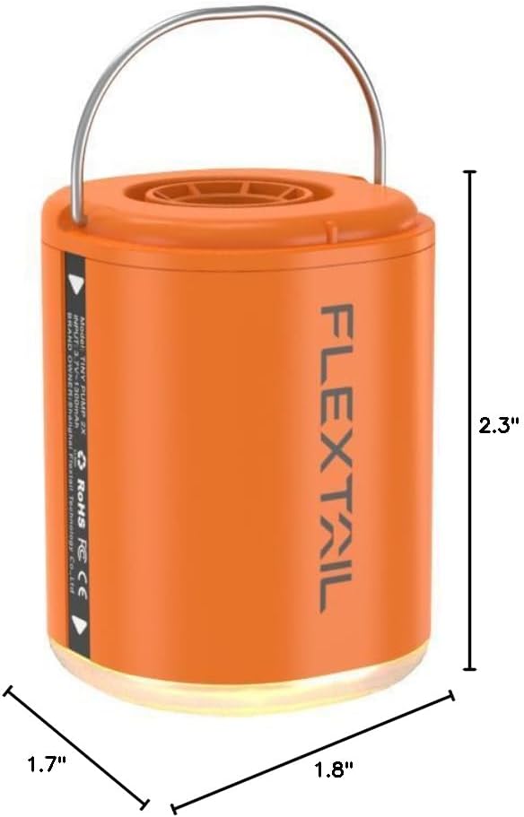 FLEXTAILGEAR Tiny Pump 2X | 4kPa Rechargeable Air Pump & Lantern, Orange