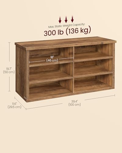 VASAGLE Shoe Bench, Storage Bench, 11.6 x 39.4 x 19.7 Inches