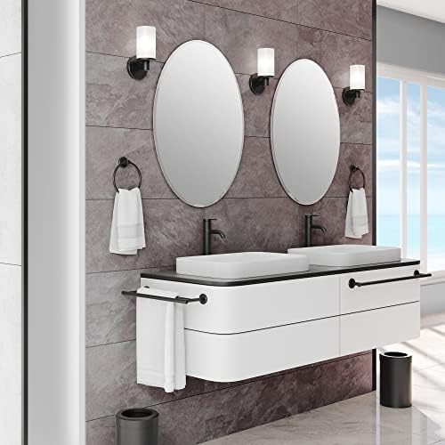 Gatco 4242MX Latitude II Towel Ring | Modern Hand Towel Holder for Bathroom | Stylish Decorative Hardware, Heavy Duty Metal, EZ Ancor Mounting | Matte Black