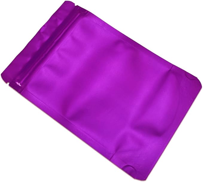 PABCK 50 Pieces 4.3x6.3 inch(Inside Size 3.5x3.9 inch) Stand-Up Resealable Heat Seal Bags 3.55mil Thick Frosted Purple Foil Sealed Bags for Zip Packaging Lock Food Storage Pouch
