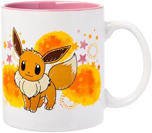 Silver Buffalo Pokémon Eevee Star Splatter, Ceramic Mug, 20oz