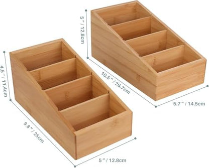 HTB 4-Section Snack Organizer with Removable Dividers for Kitchen 2 Pack