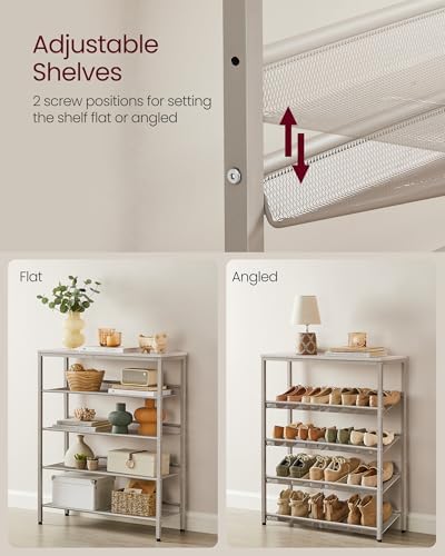 VASAGLE 5-Tier Shoe Rack, Adjustable, Freestanding