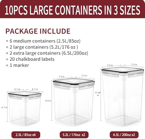PRAKI 10 PCS Flour Sugar Storage Containers for Organizers and Storage