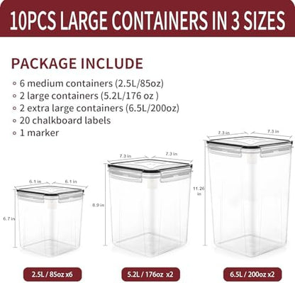 PRAKI 10 PCS Flour Sugar Storage Containers for Organizers and Storage