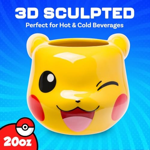 Silver Buffalo Pokémon Pikachu Wink, 3D Sculpted Mug, 20oz