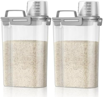 TBMax Rice Container 2 Pack 5 Lbs, Small Pet Dog Cat Food Container Dispenser, Kitchen Cereal Storage Container with Cup, Perfect for Daily Use, Travel, and Portion Control