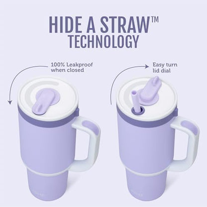Ello Oasis Insulated Stainless Steel Tumbler with Straw, Blueberries, 40 Ounces (Pack of 8)