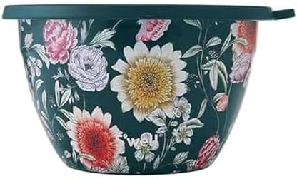 S'well Stainless Steel Salad Bowl Kit 64oz, Midnight Botanical, Comes with 2oz Mini Canister and Removable Tray for Organization, Leakproof, Easy to Clean, Dishwasher Safe