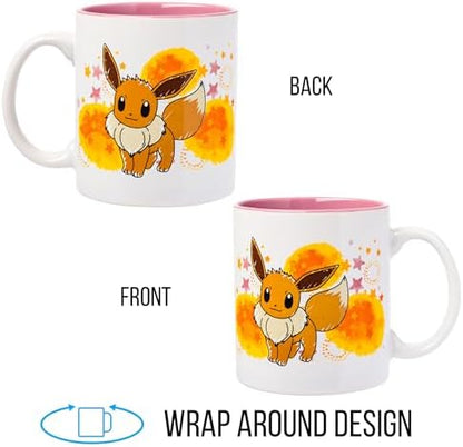 Silver Buffalo Pokémon Eevee Star Splatter, Ceramic Mug, 20oz