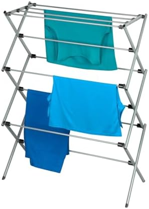 Honey-Can-Do Deluxe Metal Collapsible Clothes Drying Rack, 50 lbs, 29" x 14.2" x 42.1", White & Grey