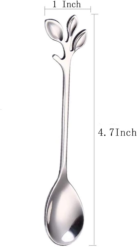 AnSaw Elegant Silver Leaf Coffee Spoons