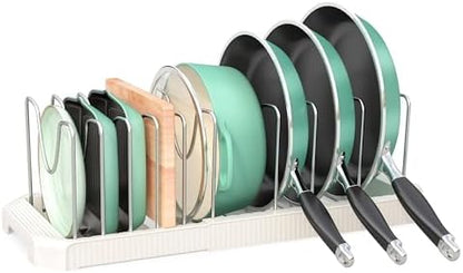 Expandable Pan Organizers Inside Cabinet with 10 Dividers White