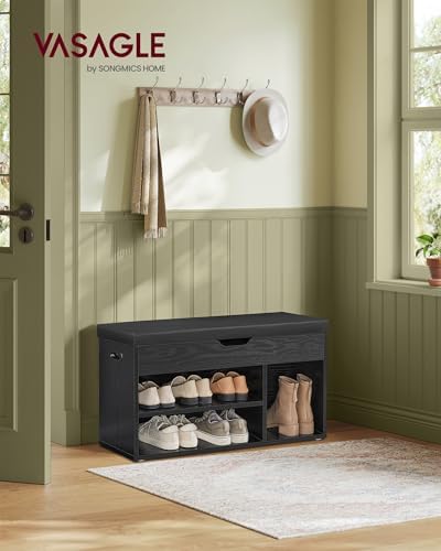 VASAGLE Storage Bench with Cushion, Shoe Bench,11.8 x 31.5 x 17.3 Inches