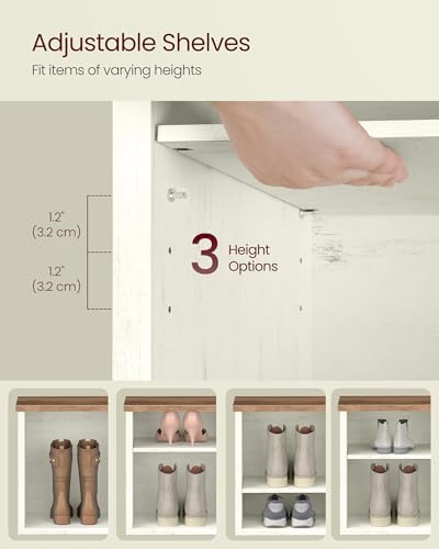 VASAGLE Shoe Bench, Storage Bench, 11.6 x 39.4 x 19.7 Inches
