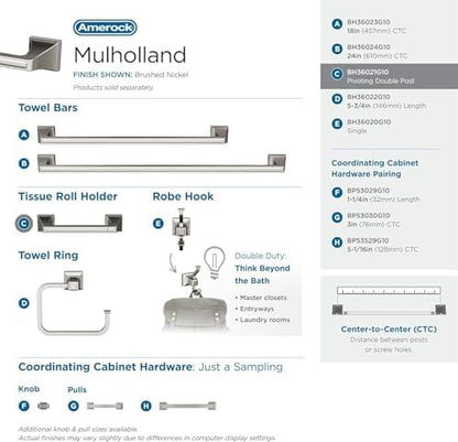 Amerock Mulholland 8-13/16" Brushed Nickel Pivoting Toilet Paper Holder