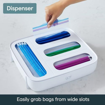 YouCopia StoraBag Food Bag Dispenser, Family Size 4-Slot, Plastic Sandwich Bags Drawer Organizer for Kitchen Storage