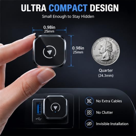 Wireless CarPlay Adapter for Audi Q7 2017 SUV- Slim Mini USB Design with Type-C Extension for Stable Zero-Latency Connection