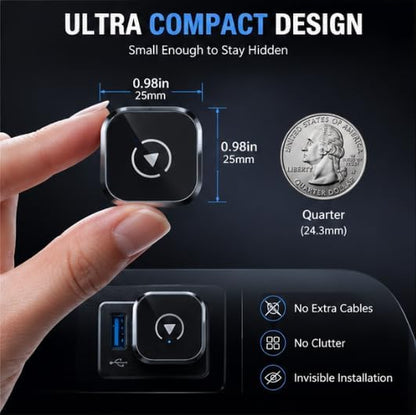 Wireless CarPlay Adapter for Audi Q7 2017 SUV- Slim Mini USB Design with Type-C Extension for Stable Zero-Latency Connection