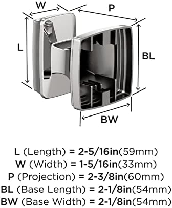 Amerock BH3603026 | Chrome Single Robe Hook | 2-5/16 inch (59 mm) Length Towel Holder | Revitalize | Towel Hook for Bathroom | Bathroom Hardware | Bath Accessories