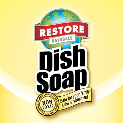 Restore Naturals Non Toxic Liquid Dish Soap - 25 Fl Oz - Plant Based | Biodegradable | Gentle Formula | Cruelty Free | Made in the USA - 6 Pack