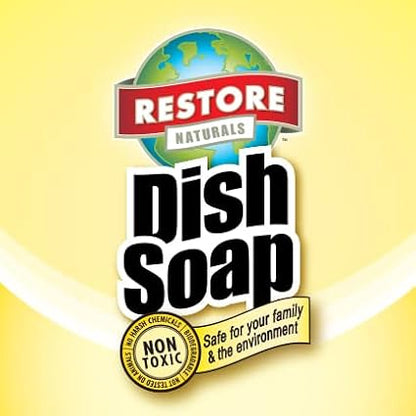 Restore Naturals Non Toxic Liquid Dish Soap - 25 Fl Oz - Plant Based | Biodegradable | Gentle Formula | Cruelty Free | Made in the USA - 6 Pack