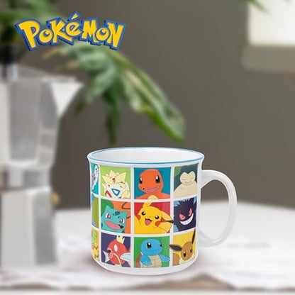 Silver Buffalo Pokémon Pikachu, Snorlax, Eevee, Ceramic Camper Mug, 20oz