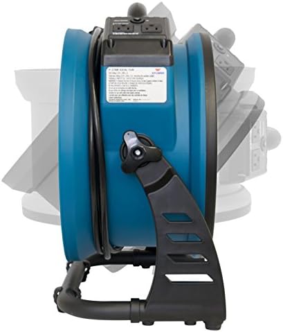 XPOWER P-26AR Industrial Axial Air Mover, Blower, Fan with Build-in Power Outlets for Water Damage Restoration, Home and Plumbing Use - 1 Amp, 1300 CFM, 4 Speeds , Blue