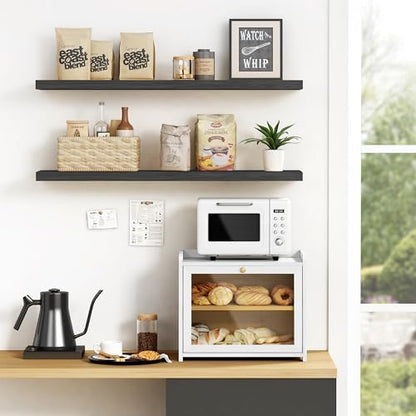 White Double Layer Bread Box for Kitchen Countertop, 2 Tier Large Breadbox