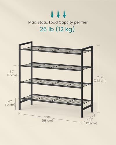 SONGMICS 4-Tier Metal Shoe Rack, Vertical Shelf, Holds up to 20 Pairs