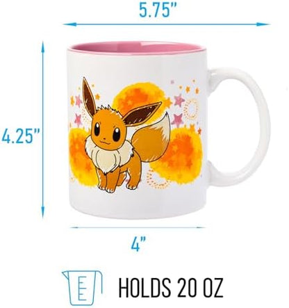 Silver Buffalo Pokémon Eevee Star Splatter, Ceramic Mug, 20oz
