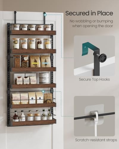 SONGMICS 6-Tier Over the Door Pantry Organizer, Adjustable Spice Rack