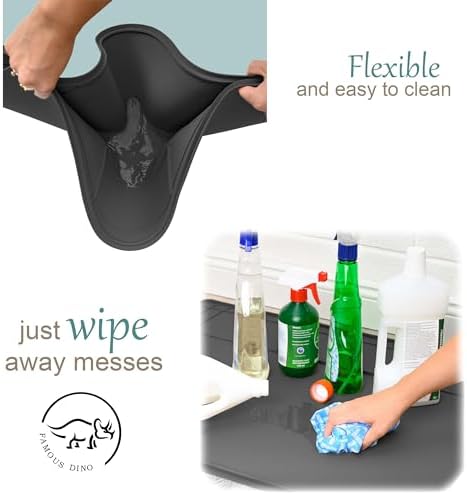 The Original Under Sink Mat - Adjustable Silicone mat, Waterproof Under The Sink Bathroom Vanity Mat - 28" x 19" or smaller