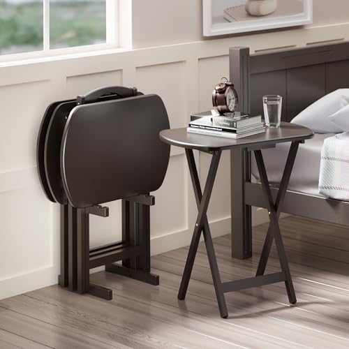 Winsome Corbett Set of 4 Oversized Foldable Snack Tables with Storage Rack