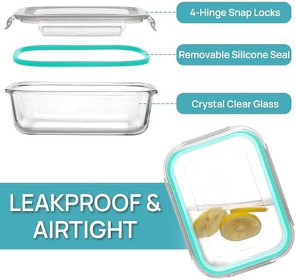 Vtopmart 5Pack 22oz Glass Storage Containers with Lids, Green