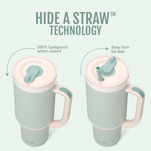 Ello Oasis 40oz Insulated Stainless Steel Tumbler with Straw, Pistachio