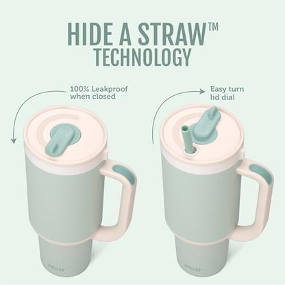 Ello Oasis 40oz Insulated Stainless Steel Tumbler with Straw, Pistachio