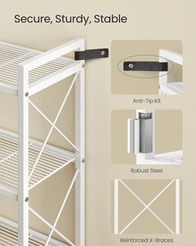 SONGMICS 5-Tier Steel Storage Rack, Shelving Unit with X Side Frames