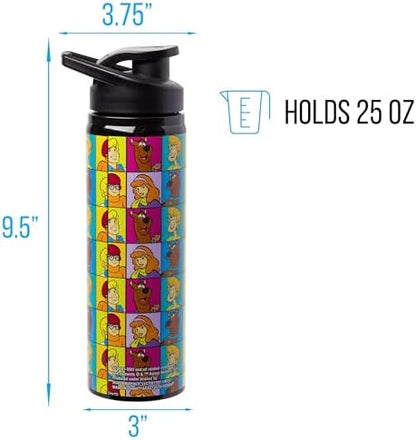 Silver Buffalo Scooby-Doo Meddling Crew, Stainless Steel Water Bottle, 25oz