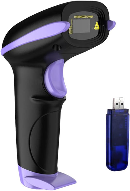 NADAMOO Wireless Barcode Scanner 328 Feet Transmission Distance USB Cordless 1D