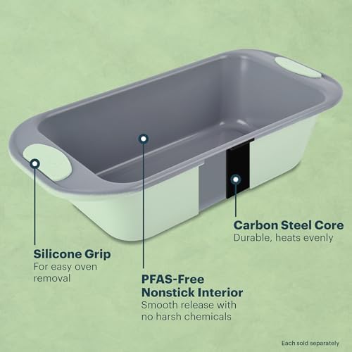 Pyrex 3-Piece Metal Cookie Sheet Bakeware Set with Heatsafe Handles, Sage