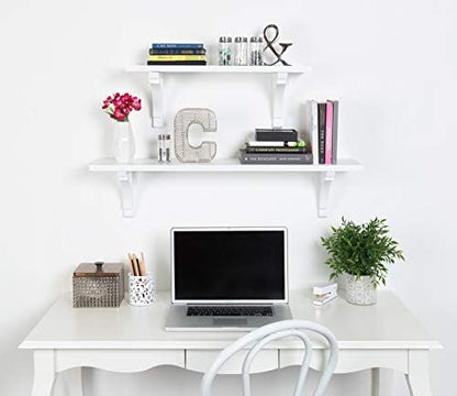 Kate and Laurel Corblynd Traditional Wood Wall Shelf, 36 inches, White