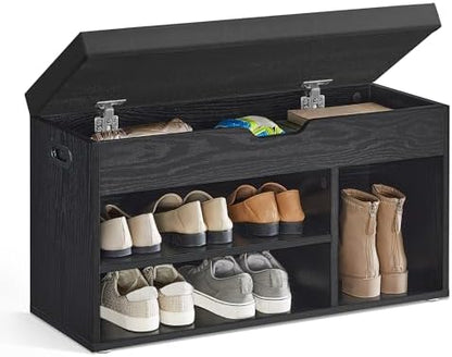 VASAGLE Storage Bench with Cushion, Shoe Bench,11.8 x 31.5 x 17.3 Inches
