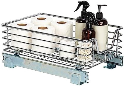Household Essentials Chrome-Plated Steel Under-Cabinet Pull-Out Organizer