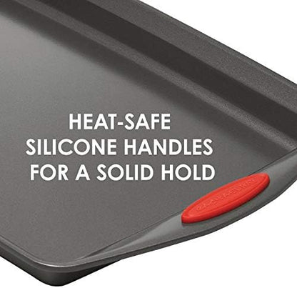 Rachael Ray 47960 24-Cup Oven Lovin’ Mini Steel Muffin Pan, Gray with Red Grips