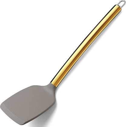 Berglander Non-stick Silicone Solid Turner, Titanium Gold Plating handle