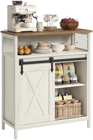 VASAGLE Buffet Cabinet, Coffee Bar with 1 Sliding Barn Door