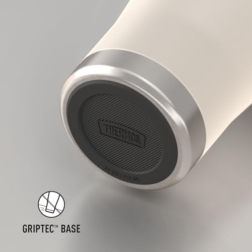 THERMOS Icon Series 24oz Stainless Steel Tumbler with Slide Lock Lid, Leakproof, Fits Cupholder, Dishwasher Safe, Griptec™ Non‑Slip Base, Keeps Drinks Hot 6 Hrs/Cold 22 Hrs, Sandstone